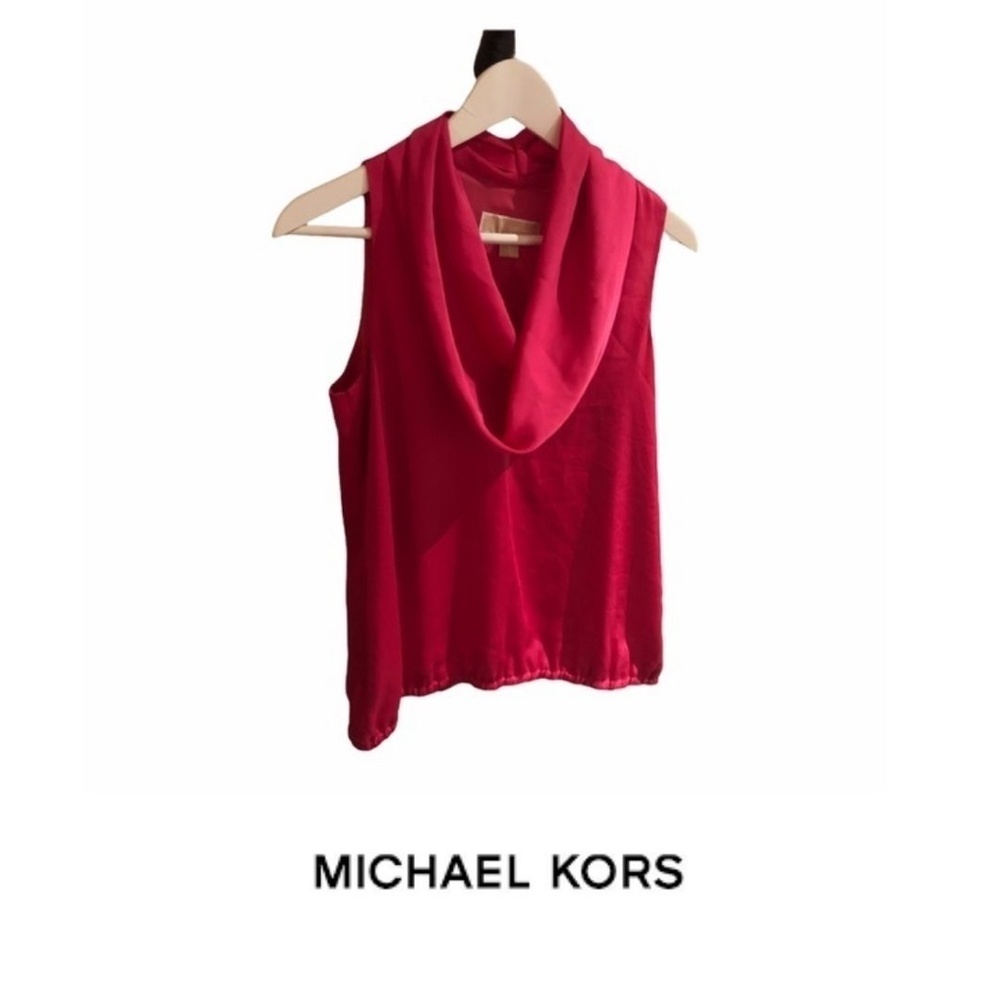 NWT Michael Kors Hot Pink Dress Shirt  cowl Small